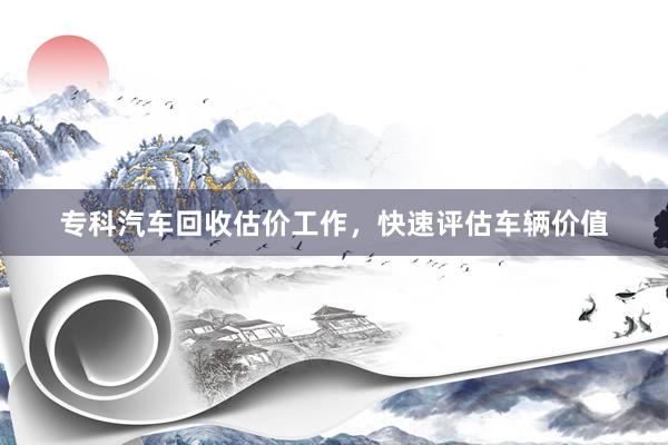 专科汽车回收估价工作，快速评估车辆价值